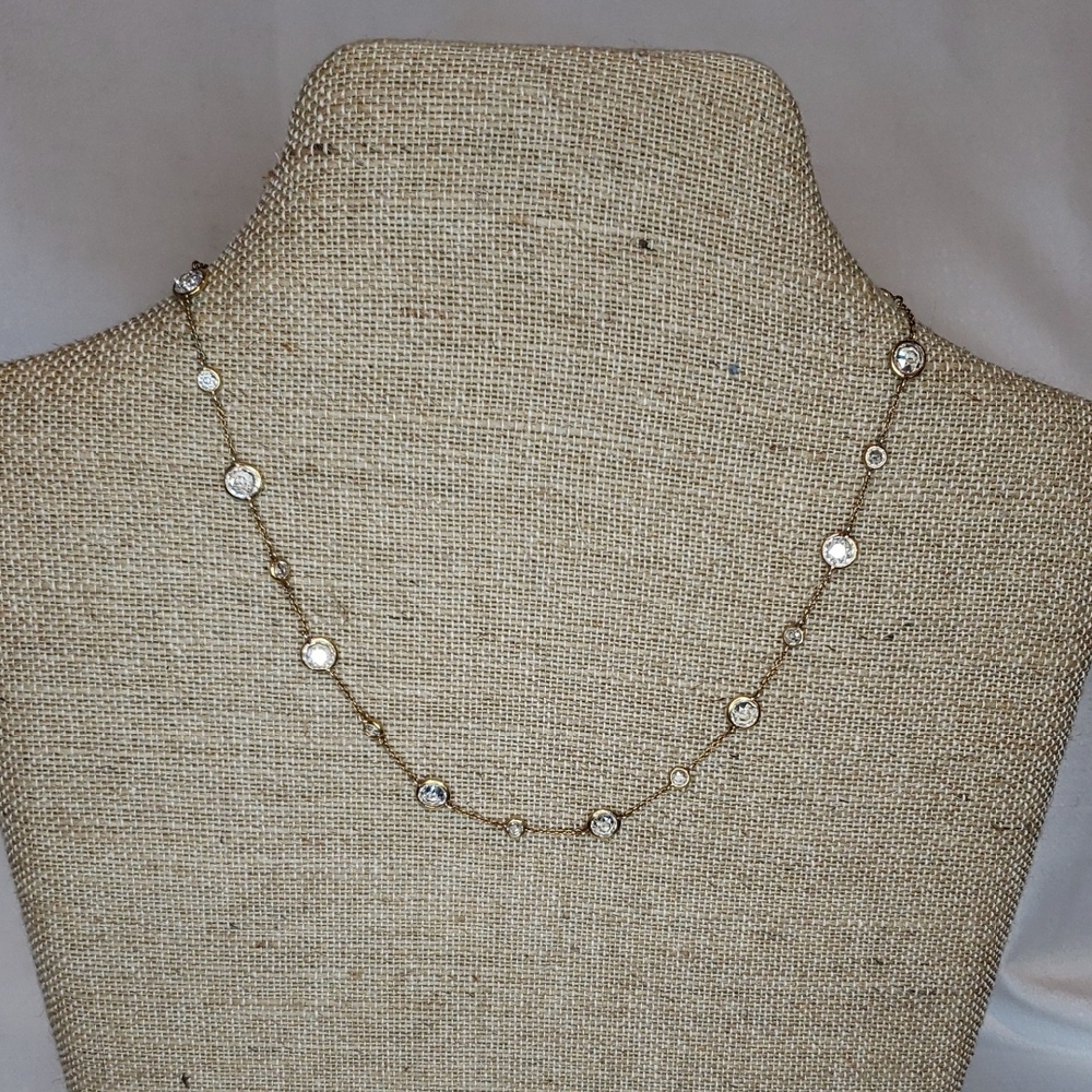 Kendra Scott Gold Necklace with Clear Stones